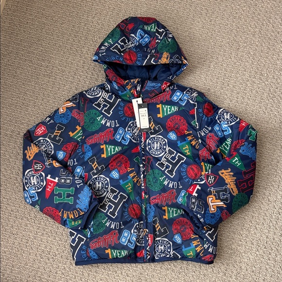 NWT TH Colorful Graphic Hooded Jacket boys size L (12-14)